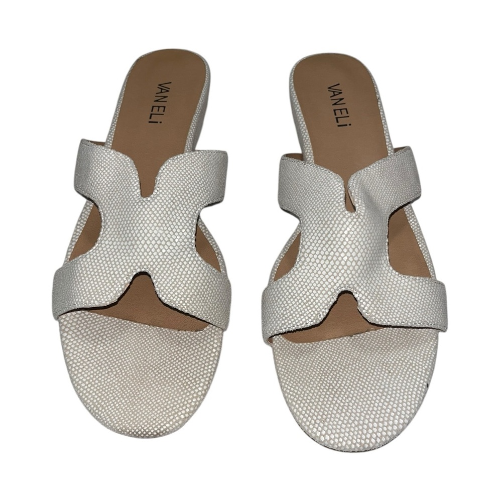VAN ELi Tallis Cream Light Tan Snakeskin Embossed Leather Slide Sandals Size 9 N - Picture 5 of 7